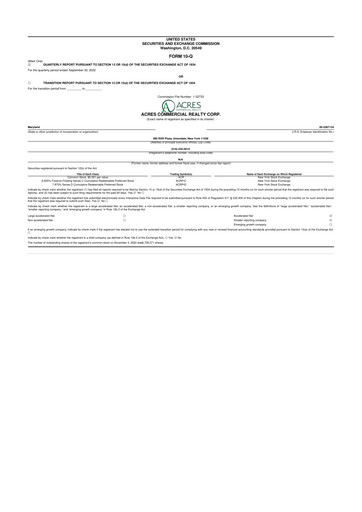 Vorschaubild ACRES Commercial Realty 10-Q Quartalsbericht 2022 