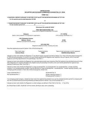 Vorschaubild First Mid Bancshares 10-Q Quartalsbericht 2022 