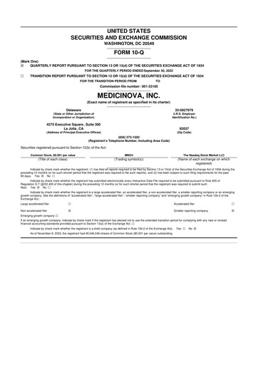 Thumbnail MediciNova 10-Q Quarterly Report FY 