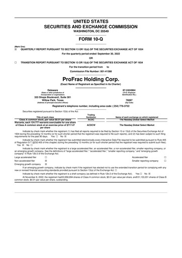 Thumbnail ProFrac 10-Q Quarterly Report FY2022 