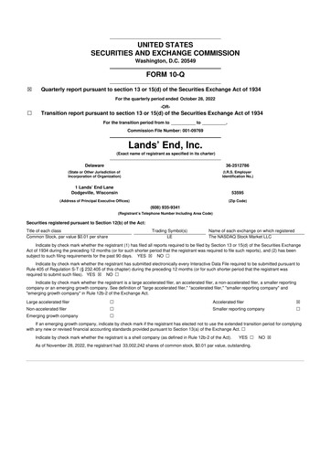 Thumbnail Lands' End
 10-Q Quarterly Report FY2022 