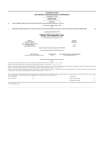 Vorschaubild Viking Therapeutics
 10-K Jahresbericht 2022