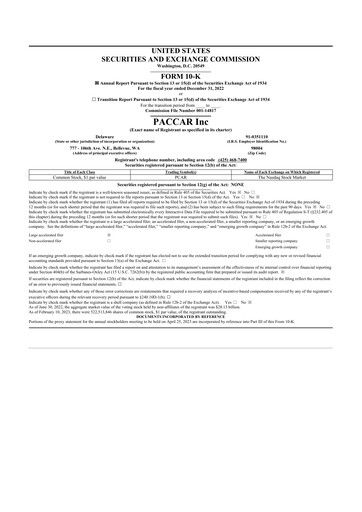 Thumbnail Paccar 10-K Annual Report 2022