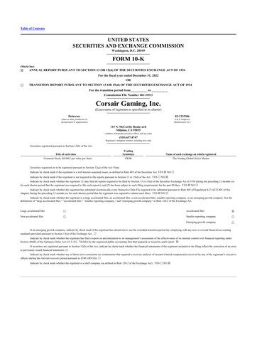 Thumbnail Corsair Gaming
 10-K Annual Report 2022