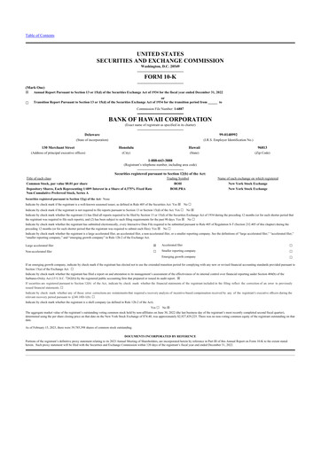 Thumbnail Bank of Hawaii
 10-K Annual Report 2022