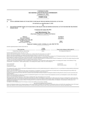 Thumbnail Sana Biotechnology 10-K Annual Report 2022