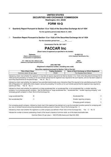 Thumbnail Paccar 10-Q Quarterly Report FY2023 