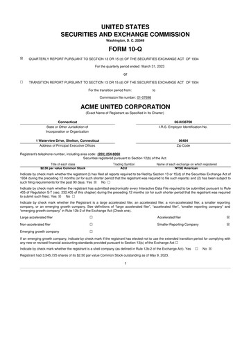 Vorschaubild Acme United 10-Q Quartalsbericht 2023 
