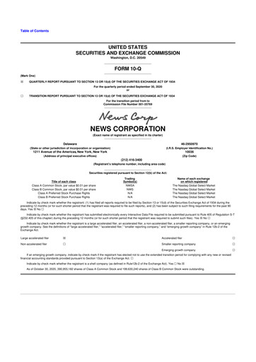 Thumbnail News Corp 10-Q Quarterly Report FY2021 