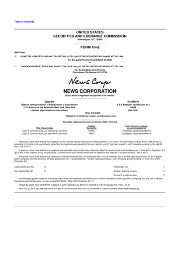 Thumbnail News Corp 10-Q Quarterly Report FY2023 