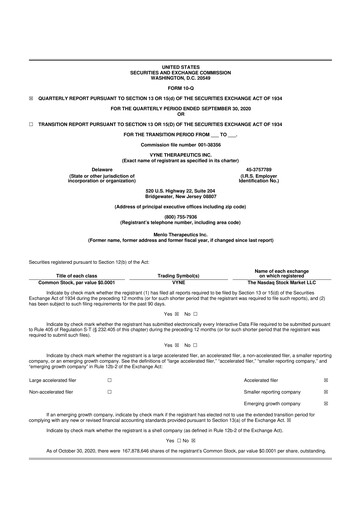 Vorschaubild VYNE Therapeutics 10-Q Quartalsbericht 2020 