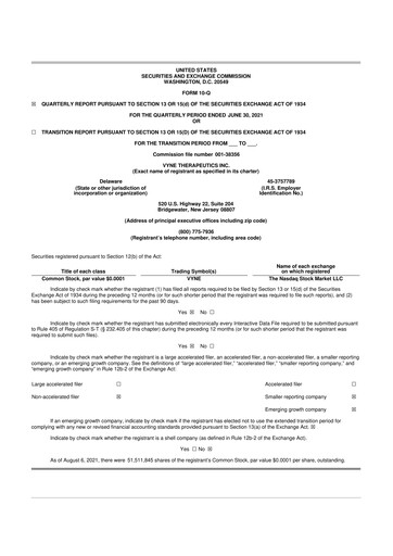 Vorschaubild VYNE Therapeutics 10-Q Quartalsbericht 2021 