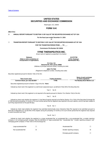 Thumbnail VYNE Therapeutics 10-K Annual Report 2025