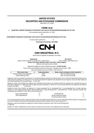 Thumbnail CNH Industrial
 10-Q Quarterly Report FY 
