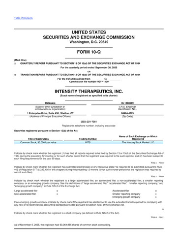 Miniature Intensity Therapeutics 10-Q Rapport trimestriel 2025 