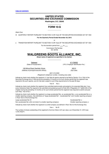 Thumbnail Walgreens Boots Alliance 10-Q Quarterly Report FY2016 