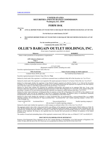 Thumbnail Ollie's Bargain Outlet
 10-K Annual Report 2016