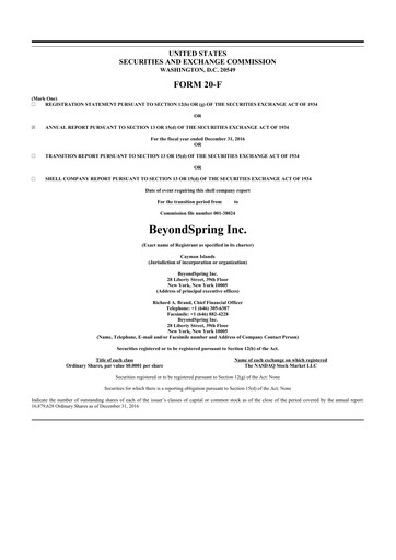 Vorschaubild BeyondSpring 20-F Jahresbericht 2016