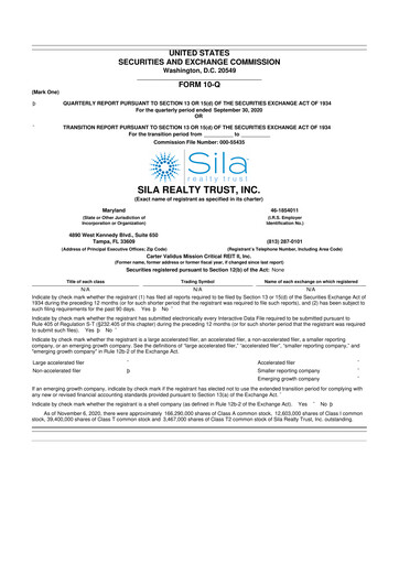 Thumbnail Sila Realty Trust 10-Q Quarterly Report FY2020 