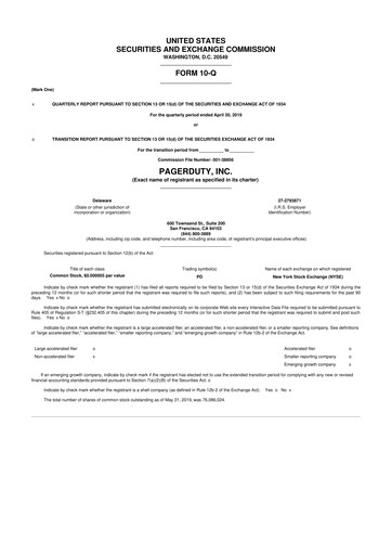 Miniature PagerDuty 10-Q Rapport trimestriel 2020 