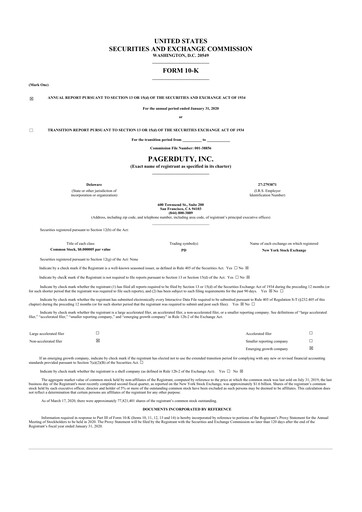 Thumbnail PagerDuty 10-K Annual Report 2020