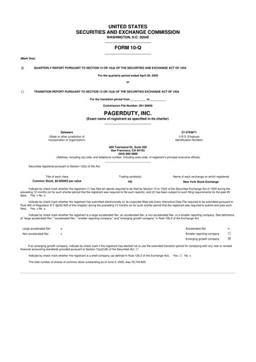 Miniature PagerDuty 10-Q Rapport trimestriel 2021 