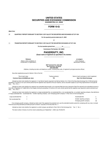 Miniature PagerDuty 10-Q Rapport trimestriel 2021 