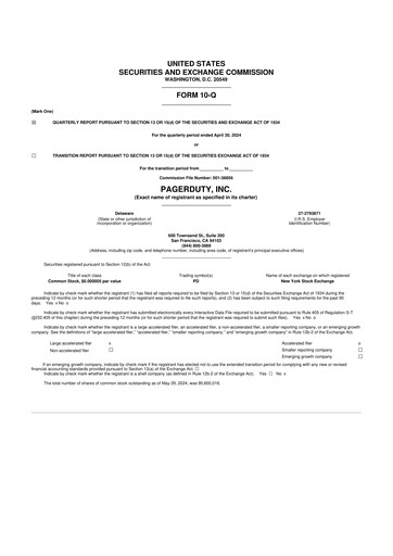 Miniature PagerDuty 10-Q Rapport trimestriel 2025 