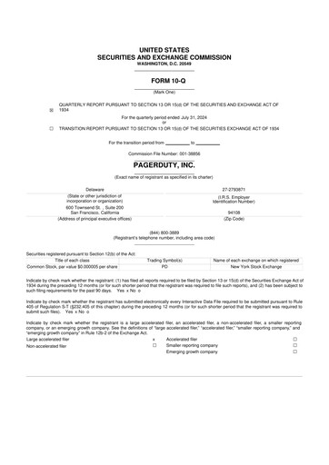 Miniature PagerDuty 10-Q Rapport trimestriel 2025 