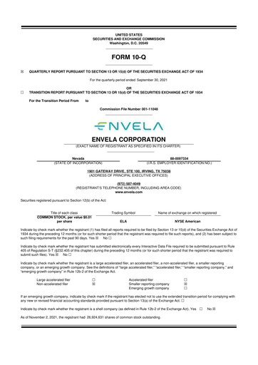 Vorschaubild Envela Corporation 10-Q Quartalsbericht 2021 