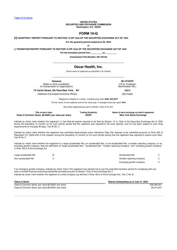 Vorschaubild Oscar Health 10-Q Quartalsbericht 2024 