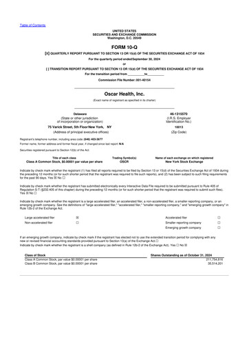 Vorschaubild Oscar Health 10-Q Quartalsbericht 2024 