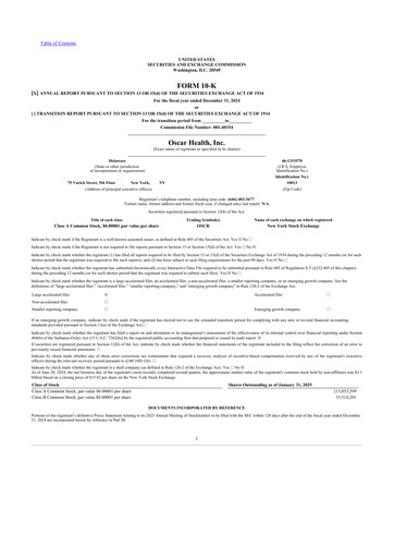 Thumbnail Oscar Health 10-K Annual Report 2024