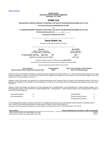 Vorschaubild Oscar Health 10-Q Quartalsbericht 2025 