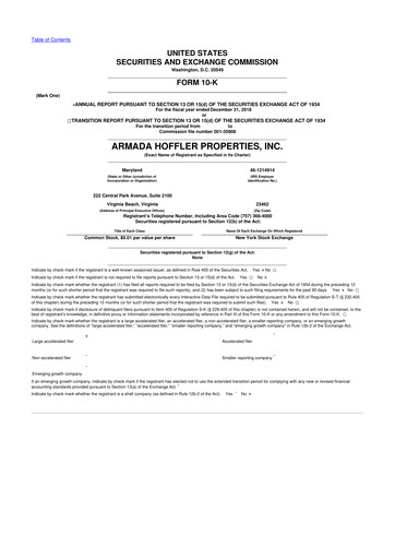 Miniature Armada Hoffler Properties
 10-K Rapport annuel 2018