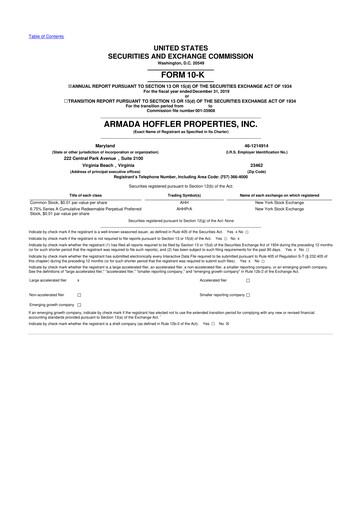 Miniature Armada Hoffler Properties
 10-K Rapport annuel 2019
