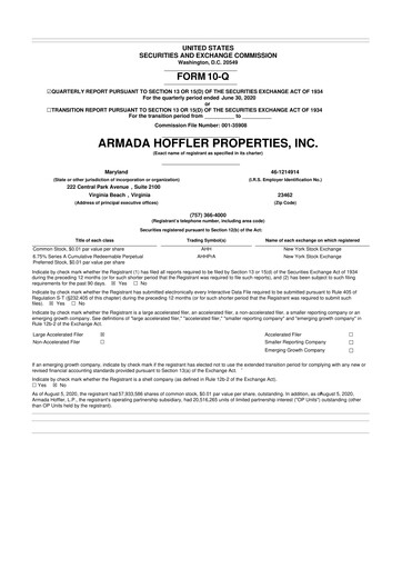 Vorschaubild Armada Hoffler Properties
 10-Q Quartalsbericht  