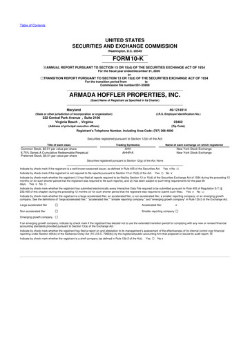 Miniature Armada Hoffler Properties
 10-K Rapport annuel 