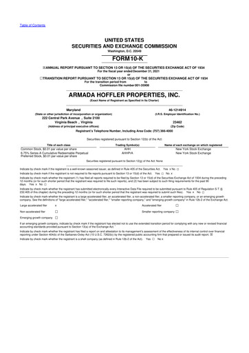 Miniature Armada Hoffler Properties
 10-K Rapport annuel 2021