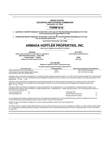 Vorschaubild Armada Hoffler Properties
 10-Q Quartalsbericht  