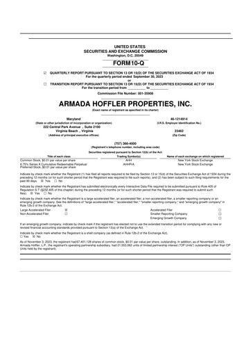 Vorschaubild Armada Hoffler Properties
 10-Q Quartalsbericht  
