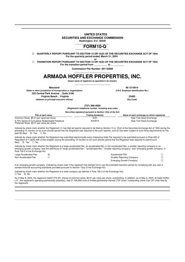Vorschaubild Armada Hoffler Properties
 10-Q Quartalsbericht  