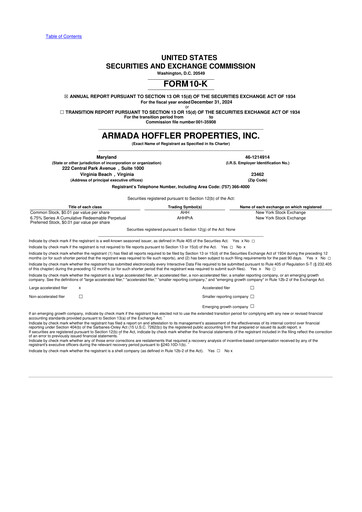 Miniature Armada Hoffler Properties
 10-K Rapport annuel 2024