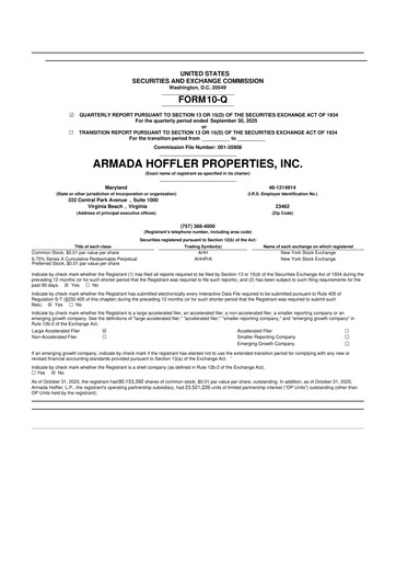Vorschaubild Armada Hoffler Properties
 10-Q Quartalsbericht  