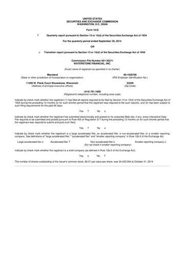 Thumbnail Waterstone Financial 10-Q Quarterly Report FY2014 