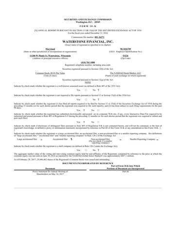 Thumbnail Waterstone Financial 10-K Annual Report 2016