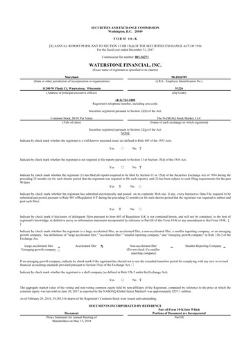 Thumbnail Waterstone Financial 10-K Annual Report 2017