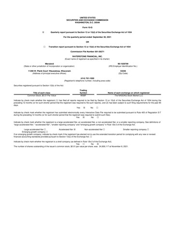 Thumbnail Waterstone Financial 10-Q Quarterly Report FY2021 