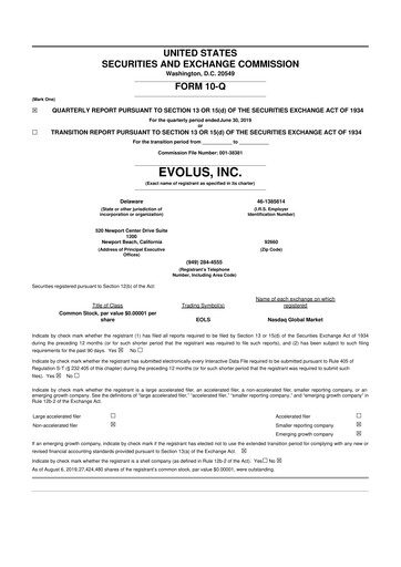 Thumbnail Evolus
 10-Q Quarterly Report FY 