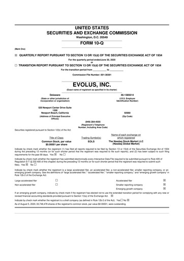 Thumbnail Evolus
 10-Q Quarterly Report FY 